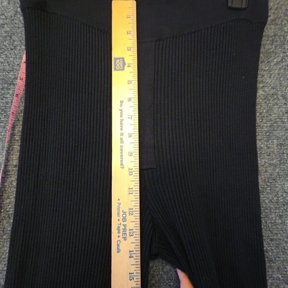 Salt Murphy Pants Womens M Black Ribbed Knit Pull On Flare Leg Stretch Lounge